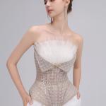 Structured Crystal-studded Corset & White Wide Pants