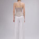 Structured Crystal-studded Corset & White Wide Pants